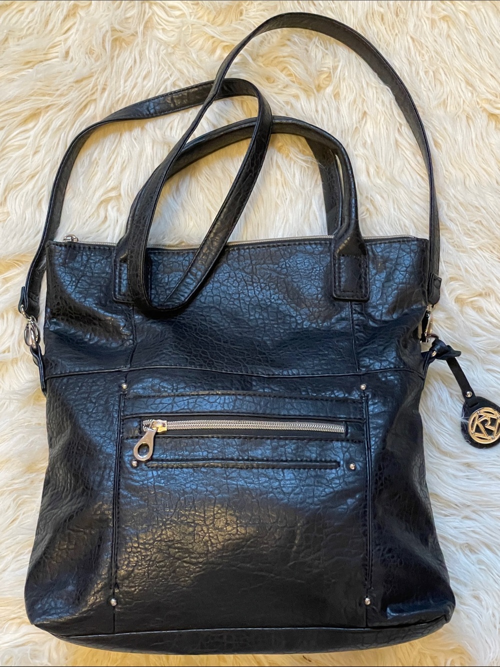 Black Relic Synthetic Leather Tote Bag